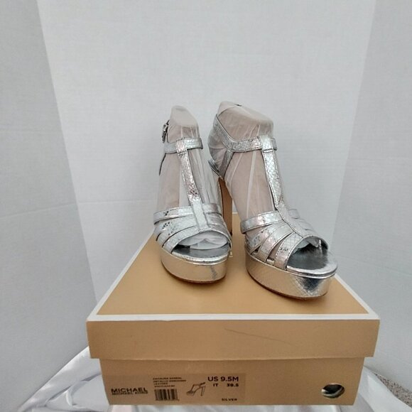 Michael Michael Kors  Catalina Silver Strappy Platform Sandals - Picture 3 of 6